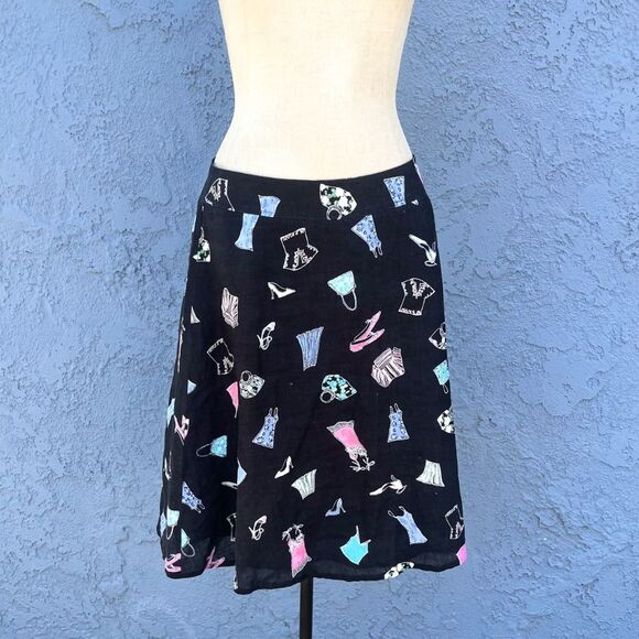 Vintage Liz Claiborne Linen Skirt Quirky fashion print size 8 y2k 90s - Picture 11 of 12